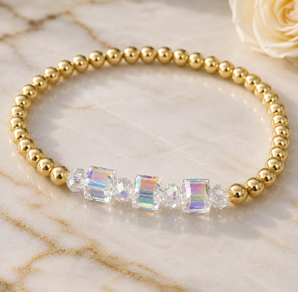 Gold, Swarovski Crystal Bracelet, Minimalist