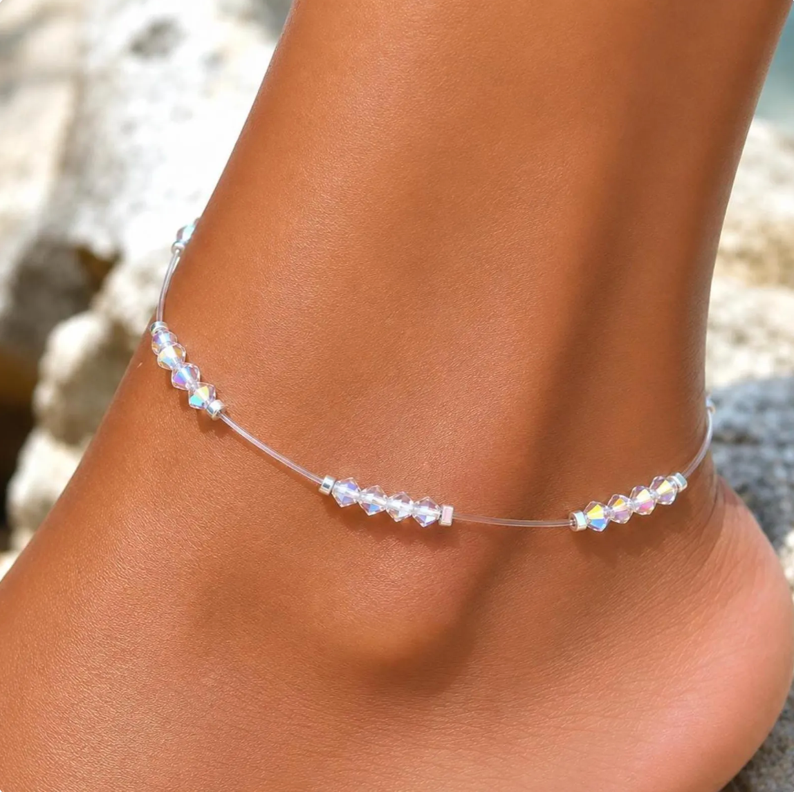 Swarovski Crystal Stretch Anklet | Dainty Sparkle