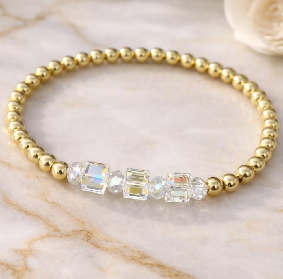 Gold, Swarovski Crystal Bracelet, Minimalist