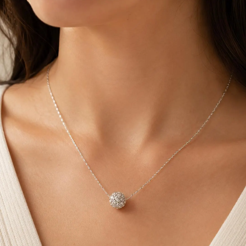 Rhinestone Pavé Bead Necklace