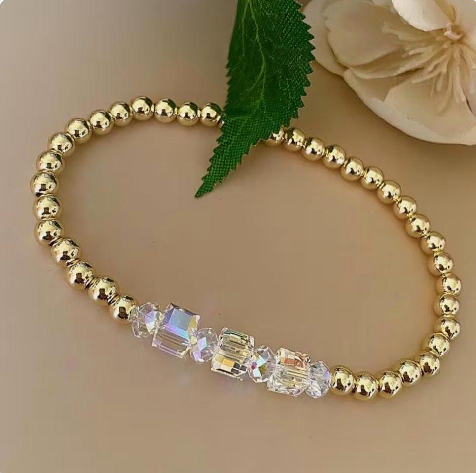 Gold, Swarovski Crystal Bracelet, Minimalist
